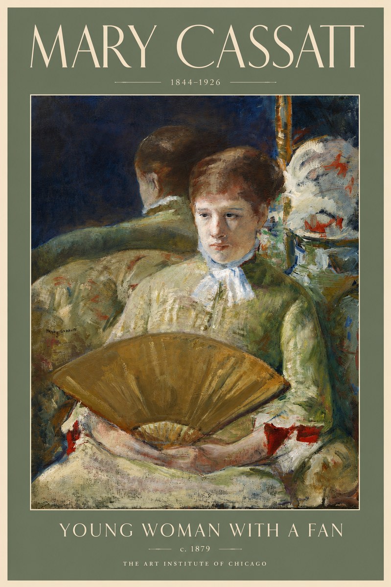 Mary Cassatt Young Woman with a Fan I No5 - Póster