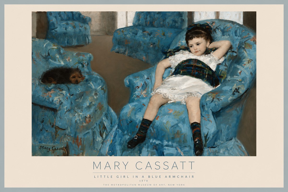 Mary Cassatt Little Girl in a Blue Armchair No2 - Póster