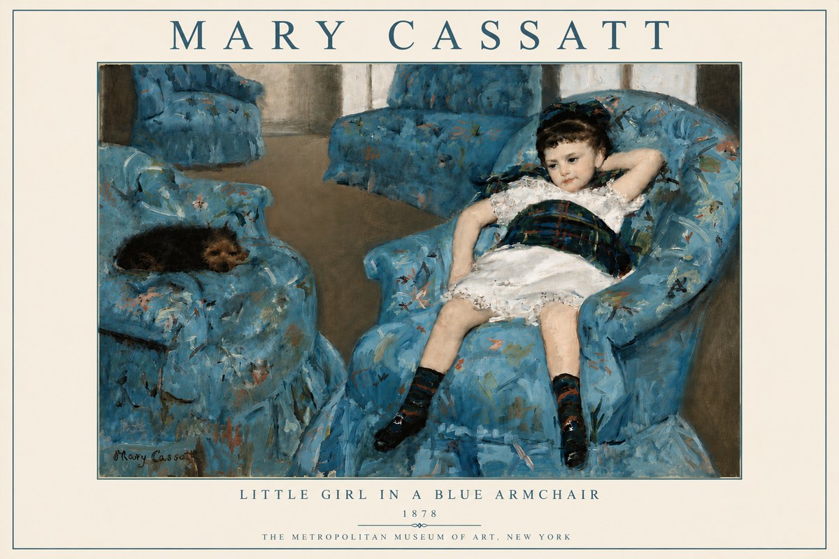 Mary Cassatt Little Girl in a Blue Armchair No6 - Póster