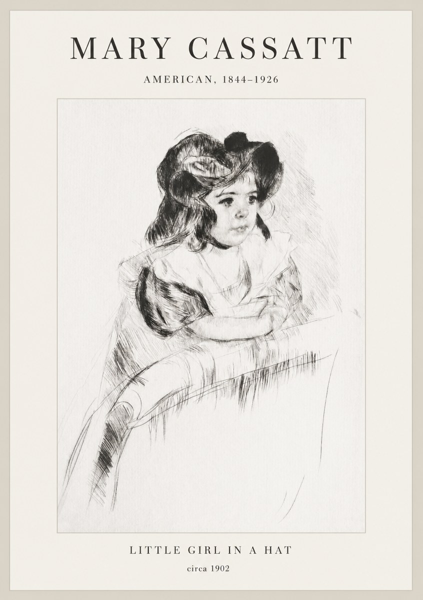 Mary Cassatt Little Girl in a Hat No1 - Póster