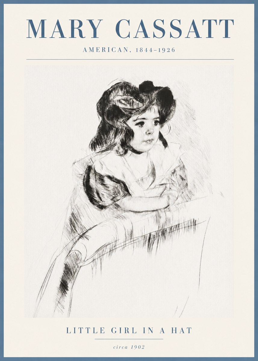 Mary Cassatt Little Girl in a Hat No3 - Póster