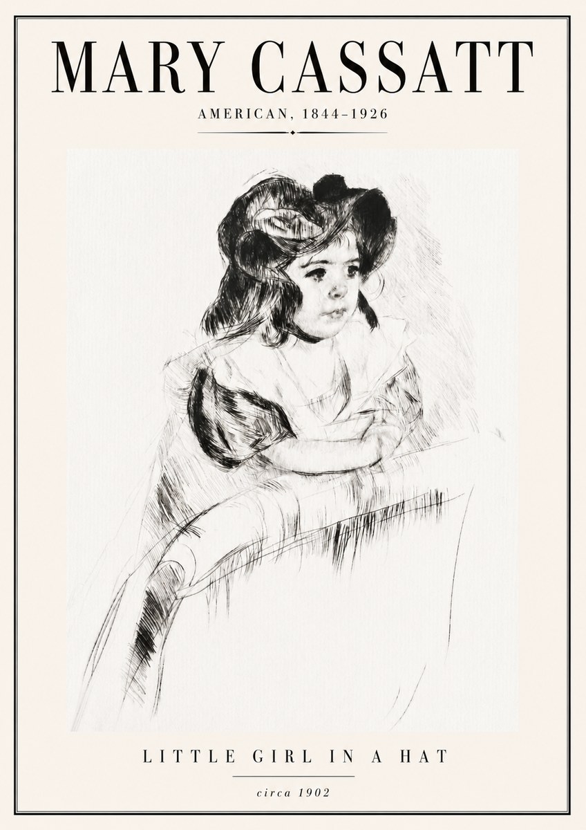 Mary Cassatt Little Girl in a Hat No5 - Póster