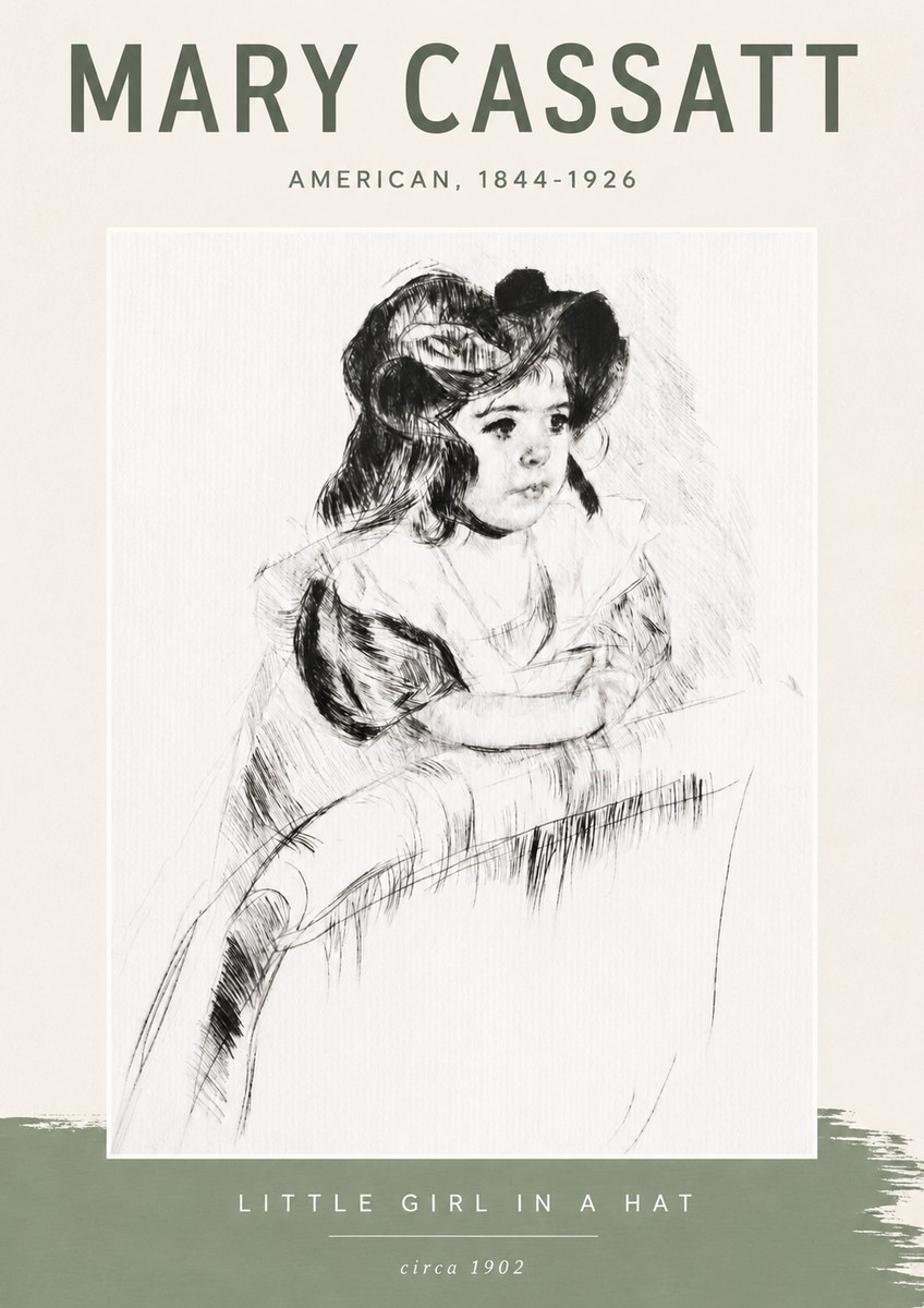 Mary Cassatt Little Girl in a Hat No6 - Póster