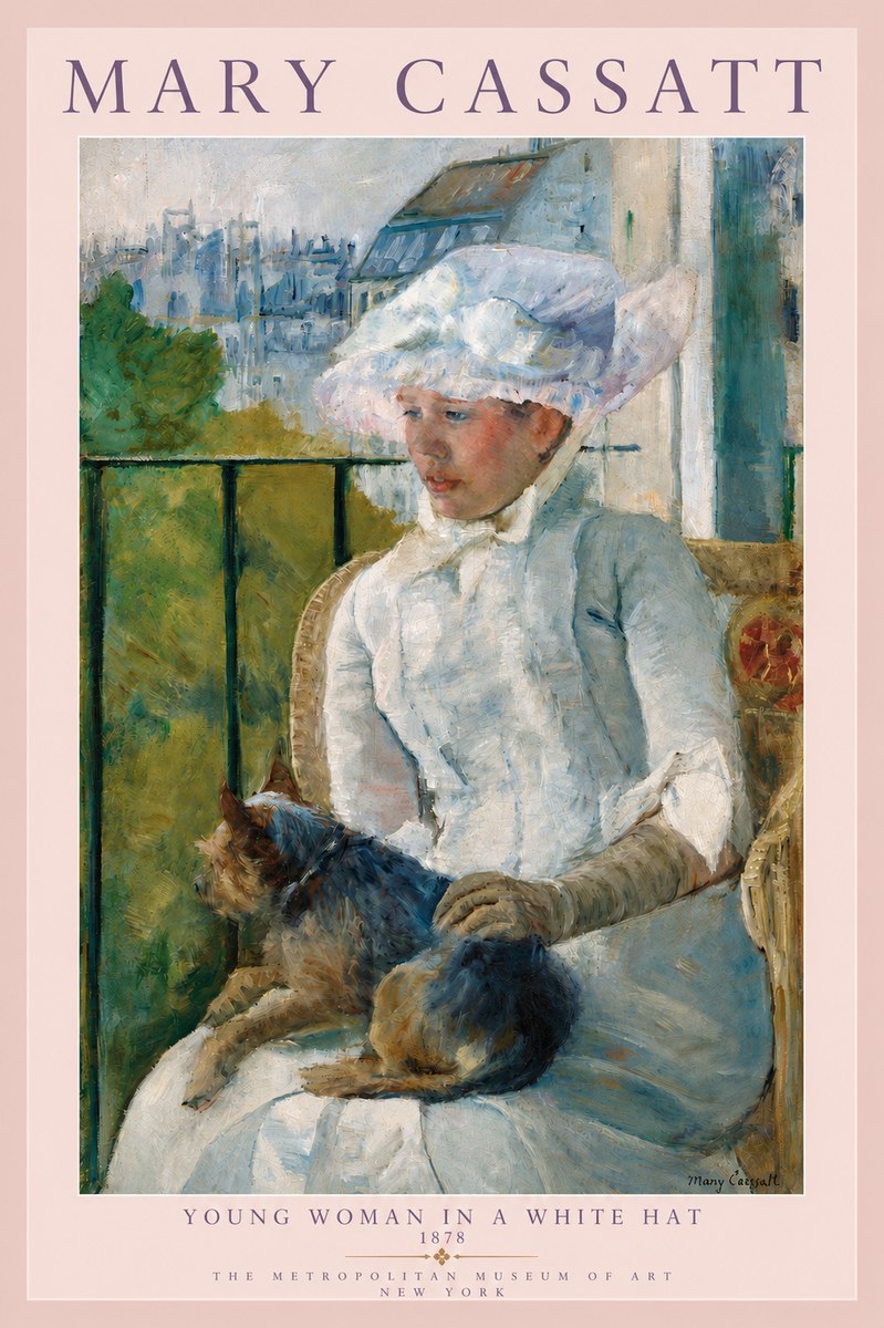 Mary Cassatt Young Woman in a White Hat No3 - Póster
