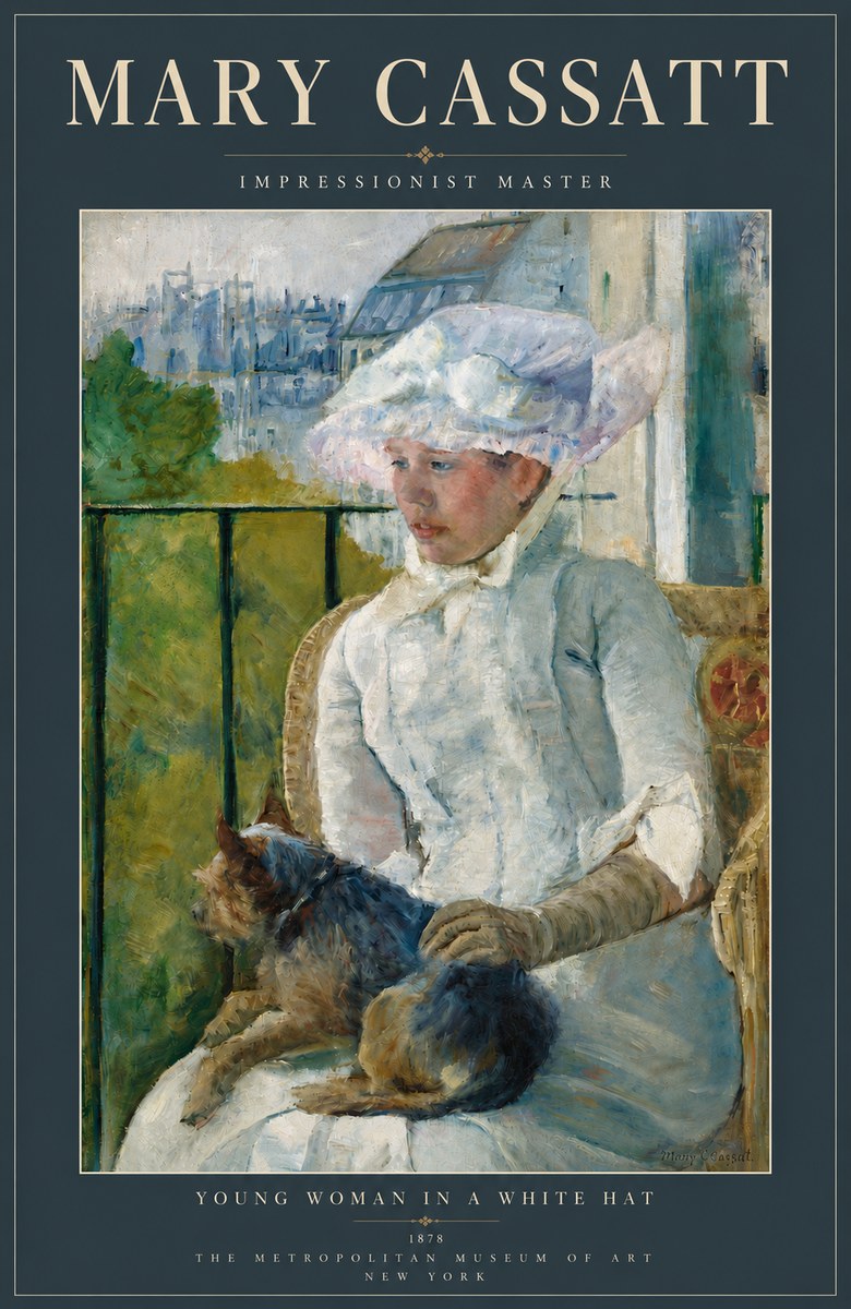 Mary Cassatt Young Woman in a White Hat No4 - Póster