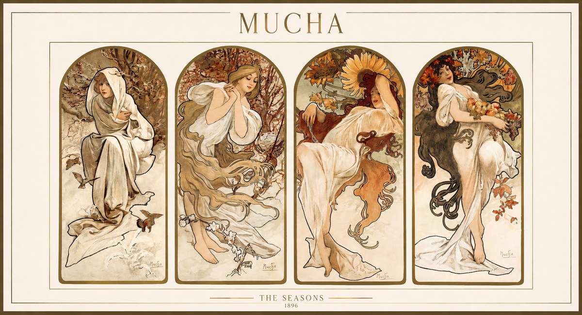 Mucha The Seasons No1 - Póster