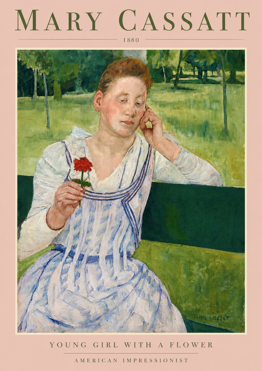 Mary Cassatt Young Girl with a Flower No5 - Póster