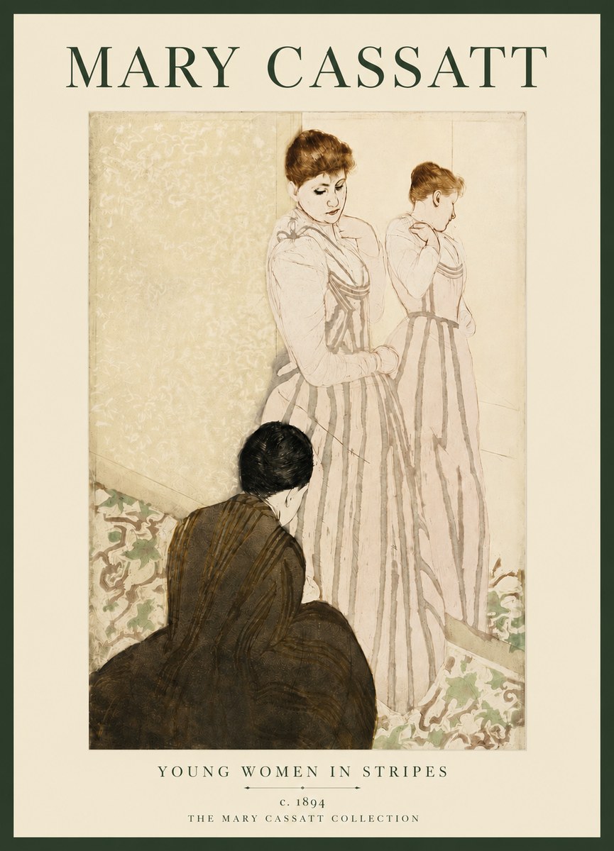 Mary Cassatt Young Women in Stripes No3 - Póster