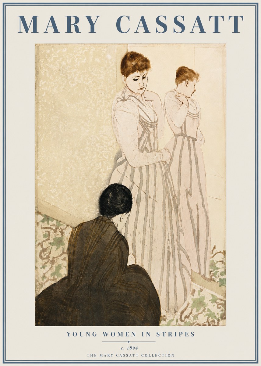 Mary Cassatt Young Women in Stripes No5 - Póster