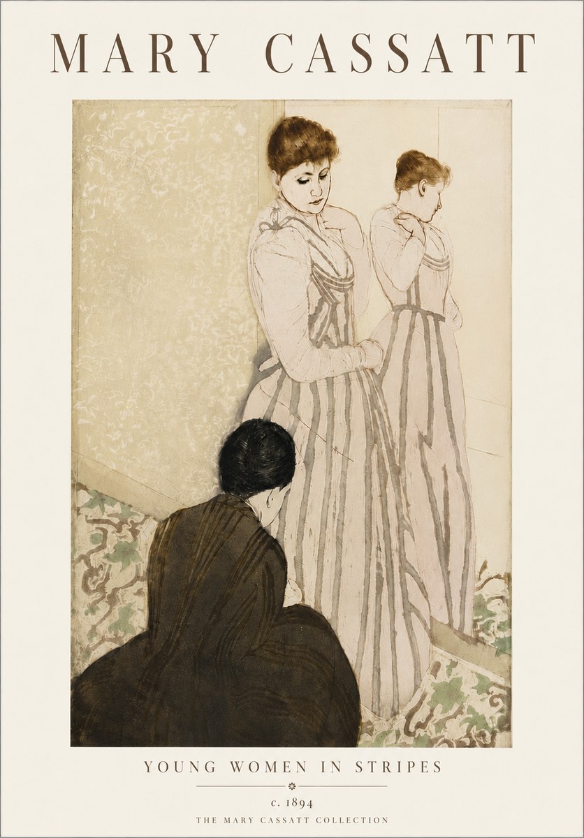 Mary Cassatt Young Women in Stripes No6 - Póster