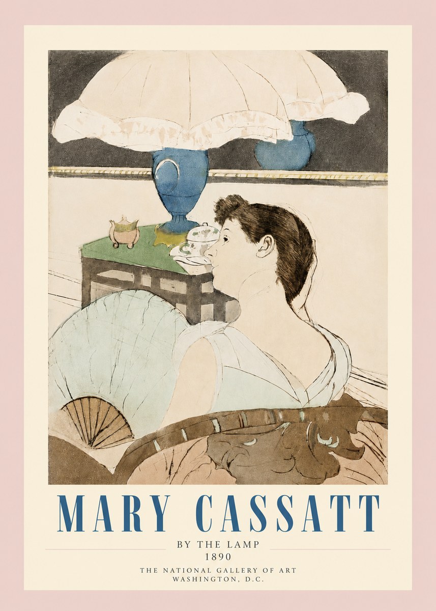Mary Cassatt By the Lamp No3 - Póster