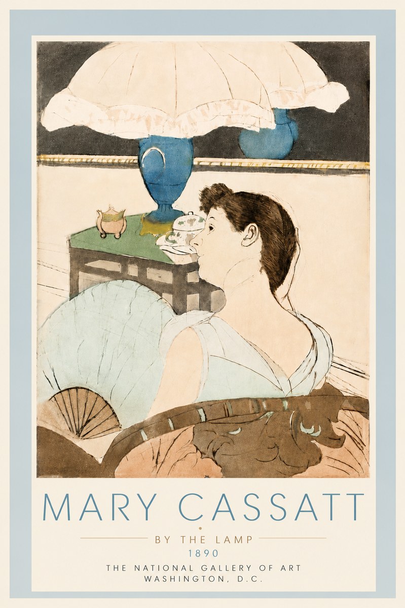 Mary Cassatt By the Lamp No5 - Póster
