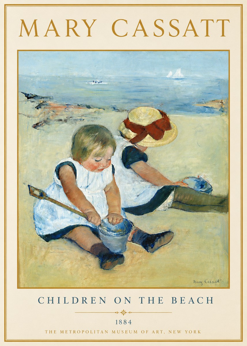 Mary Cassatt Children on the Beach No3 - Póster