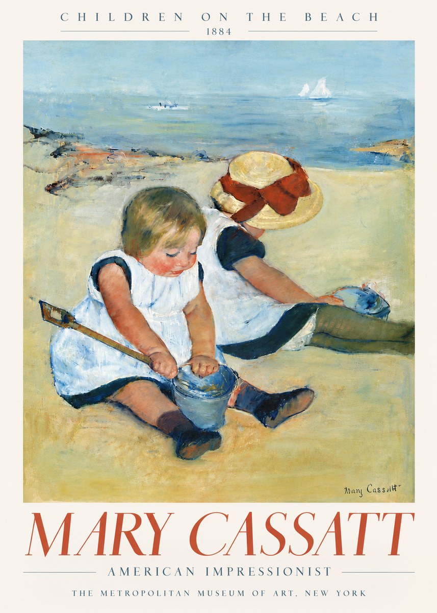 Mary Cassatt Children on the Beach No6 - Póster