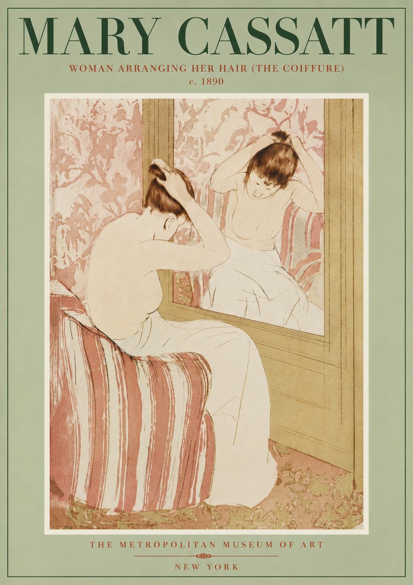 Mary Cassatt Woman Arranging Her Hair (the Coiffure) No4 - Póster