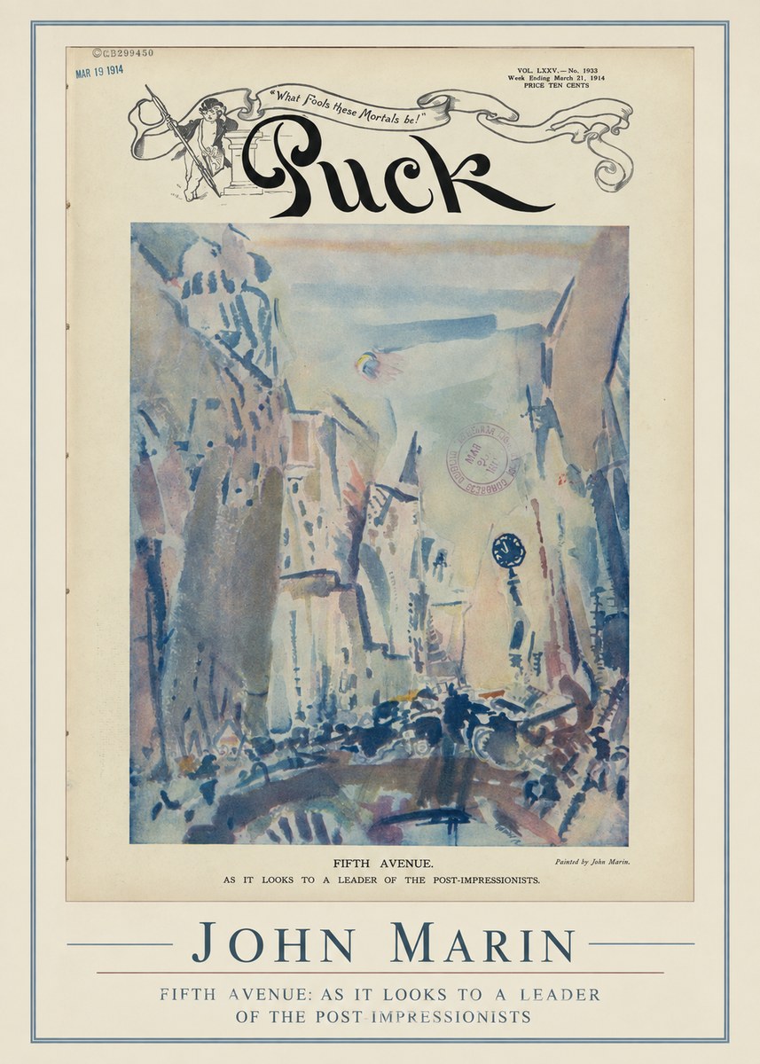 John Marin Fifth Avenue – as It Looks to a Leader of the Post-impressionists No2 - Póster