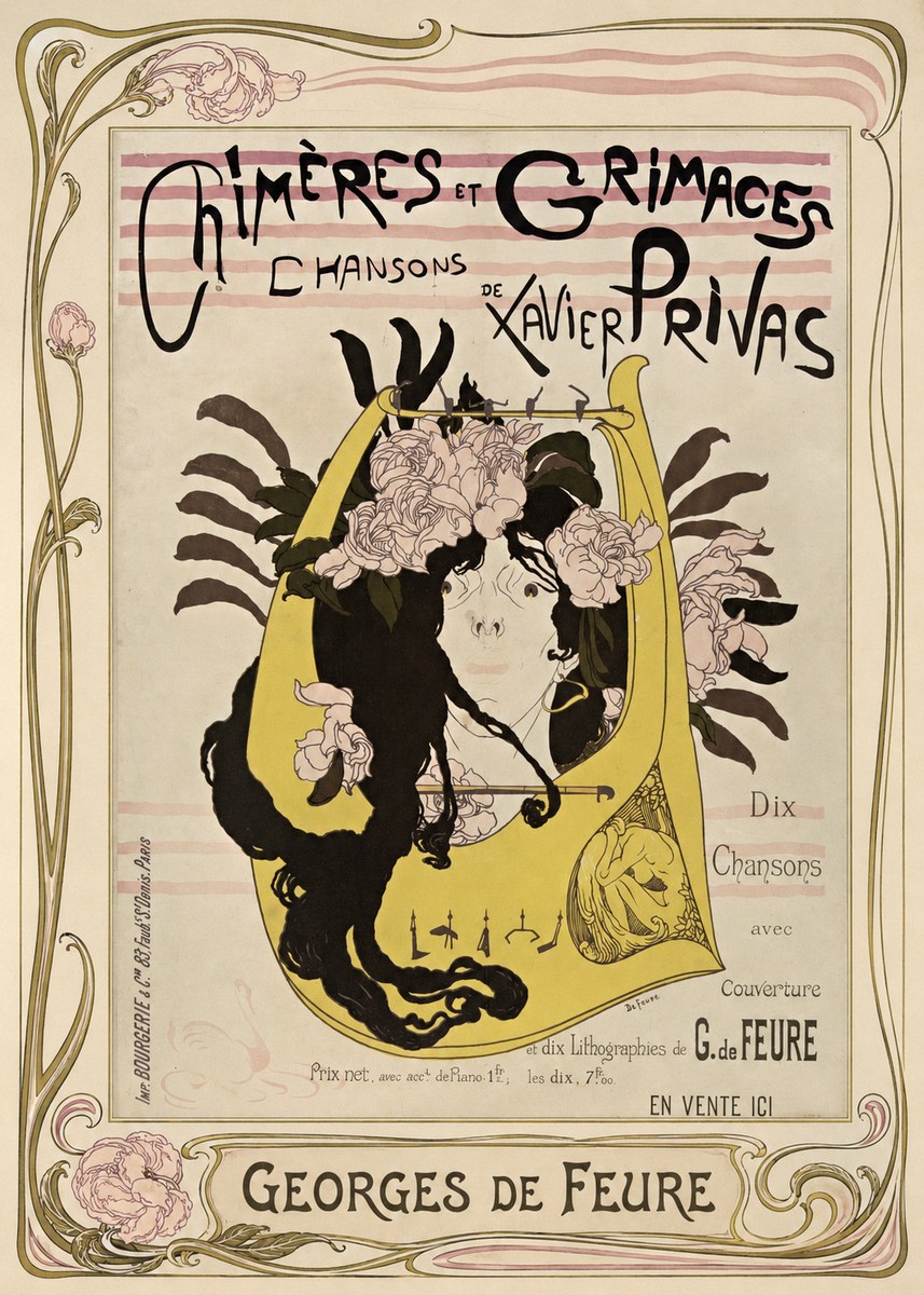 Georges de Feure Chimères Et Grimaces Chansons De Xavier Privas No1 - Póster