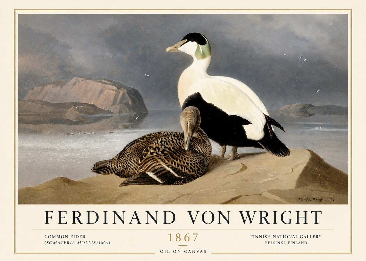 Ferdinand von Wright Common Eider (Somateria Mollissima) No6 - Póster