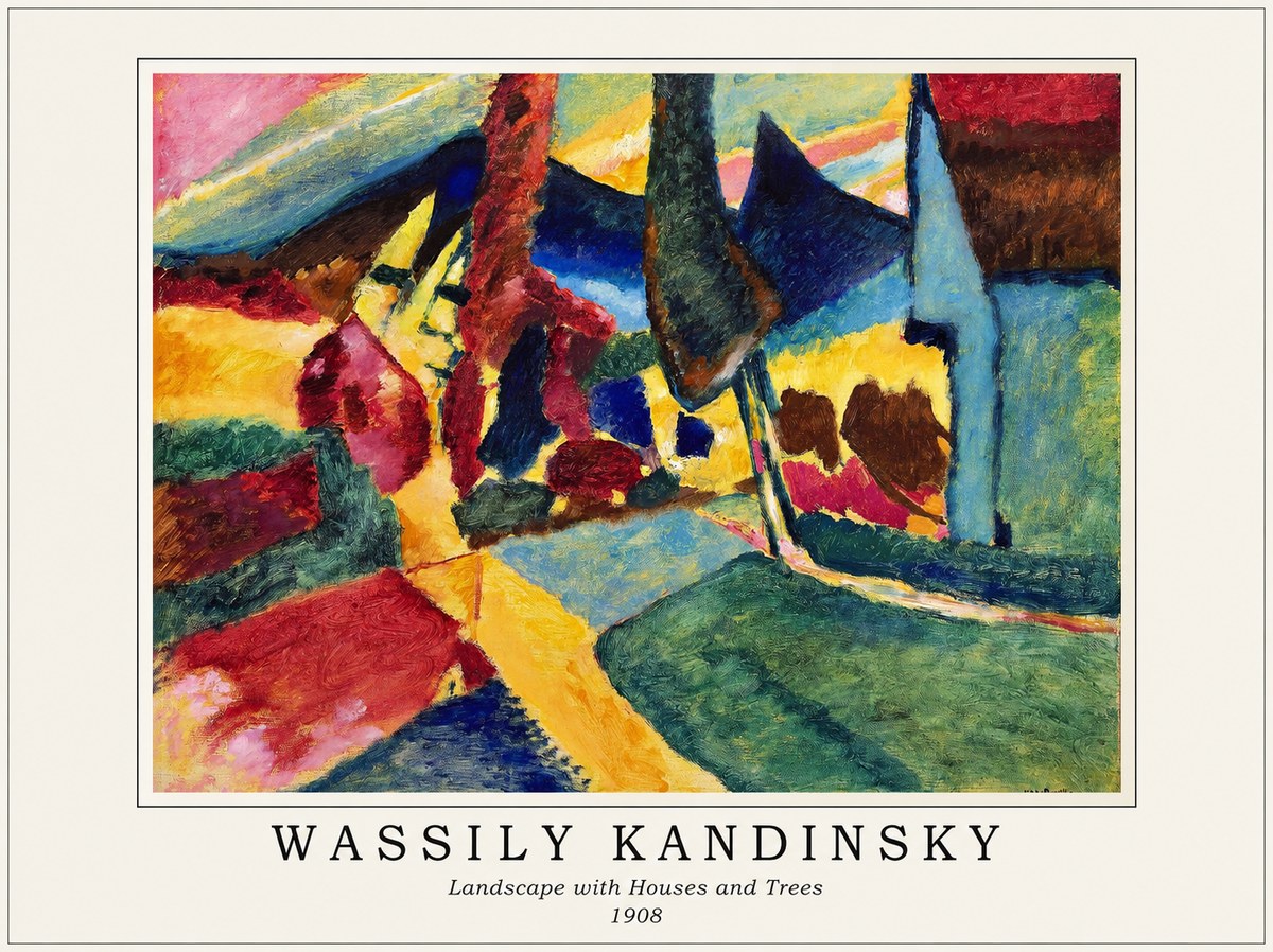 Kandinsky Landscape with Houses and Trees No1 - Póster