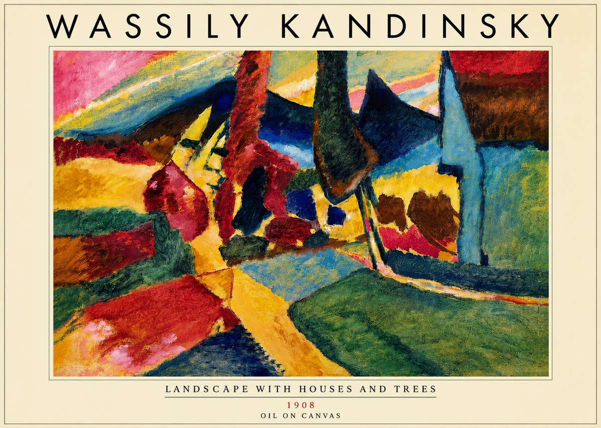 Kandinsky Landscape with Houses and Trees No5 - Póster