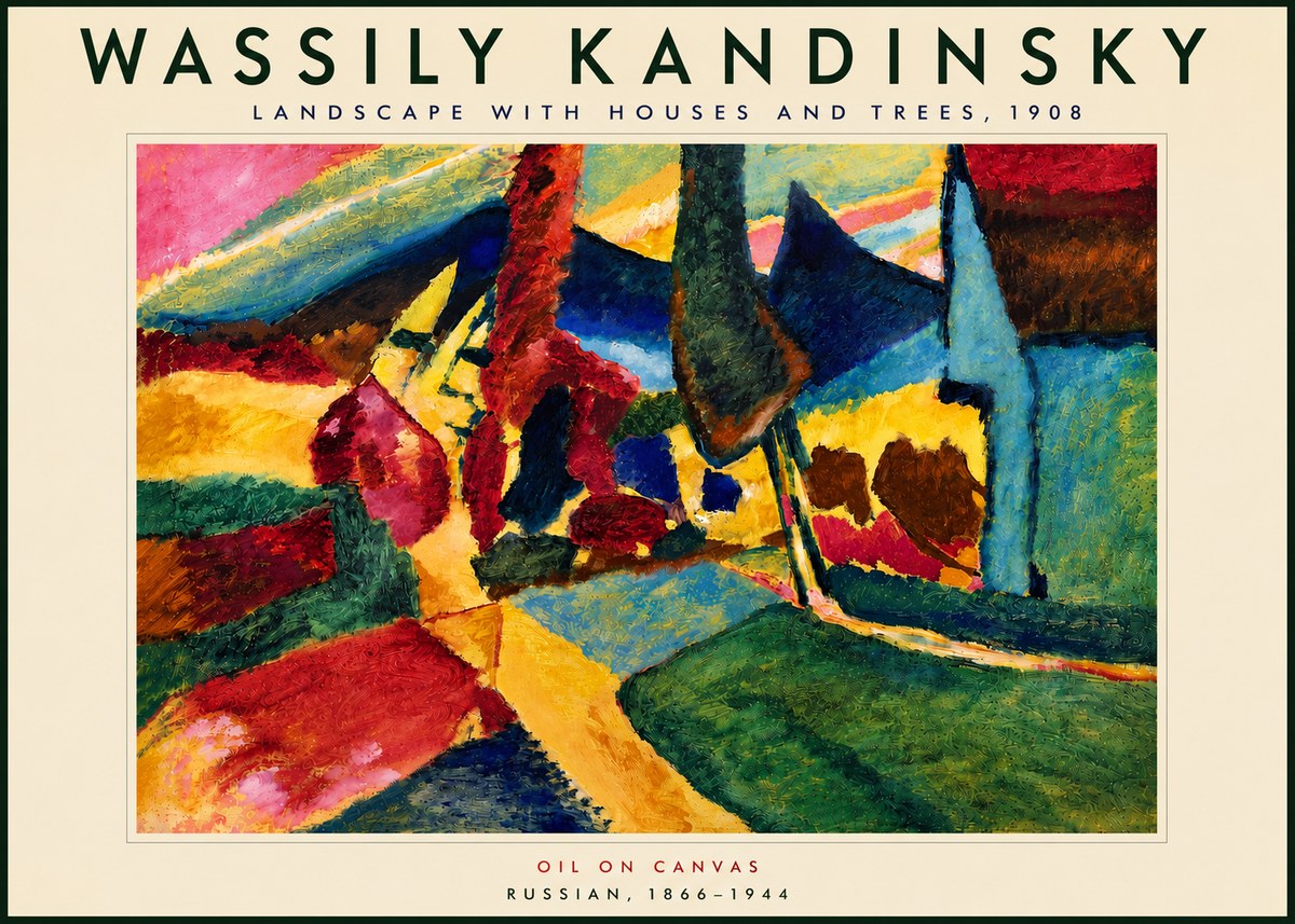Kandinsky Landscape with Houses and Trees No6 - Póster