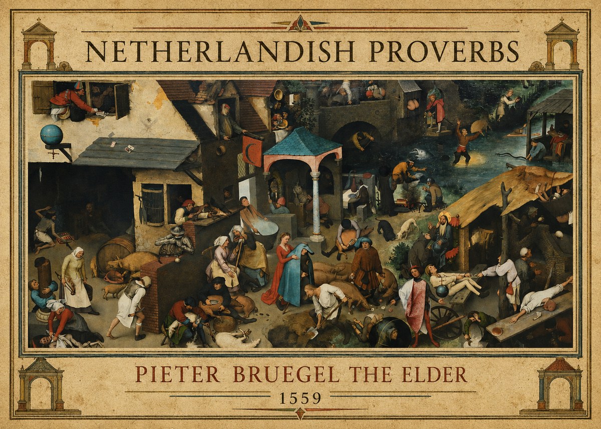 Pieter Bruegel Netherlandish Proverbs III No1 - Póster