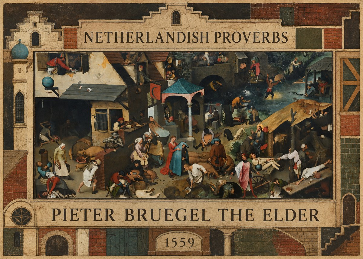 Pieter Bruegel Netherlandish Proverbs III No2 - Póster