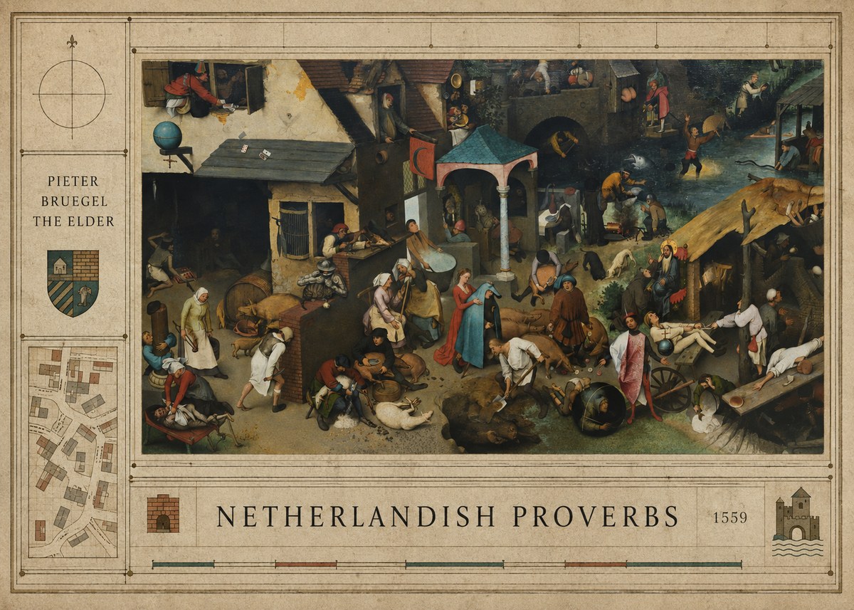 Pieter Bruegel Netherlandish Proverbs III No4 - Póster