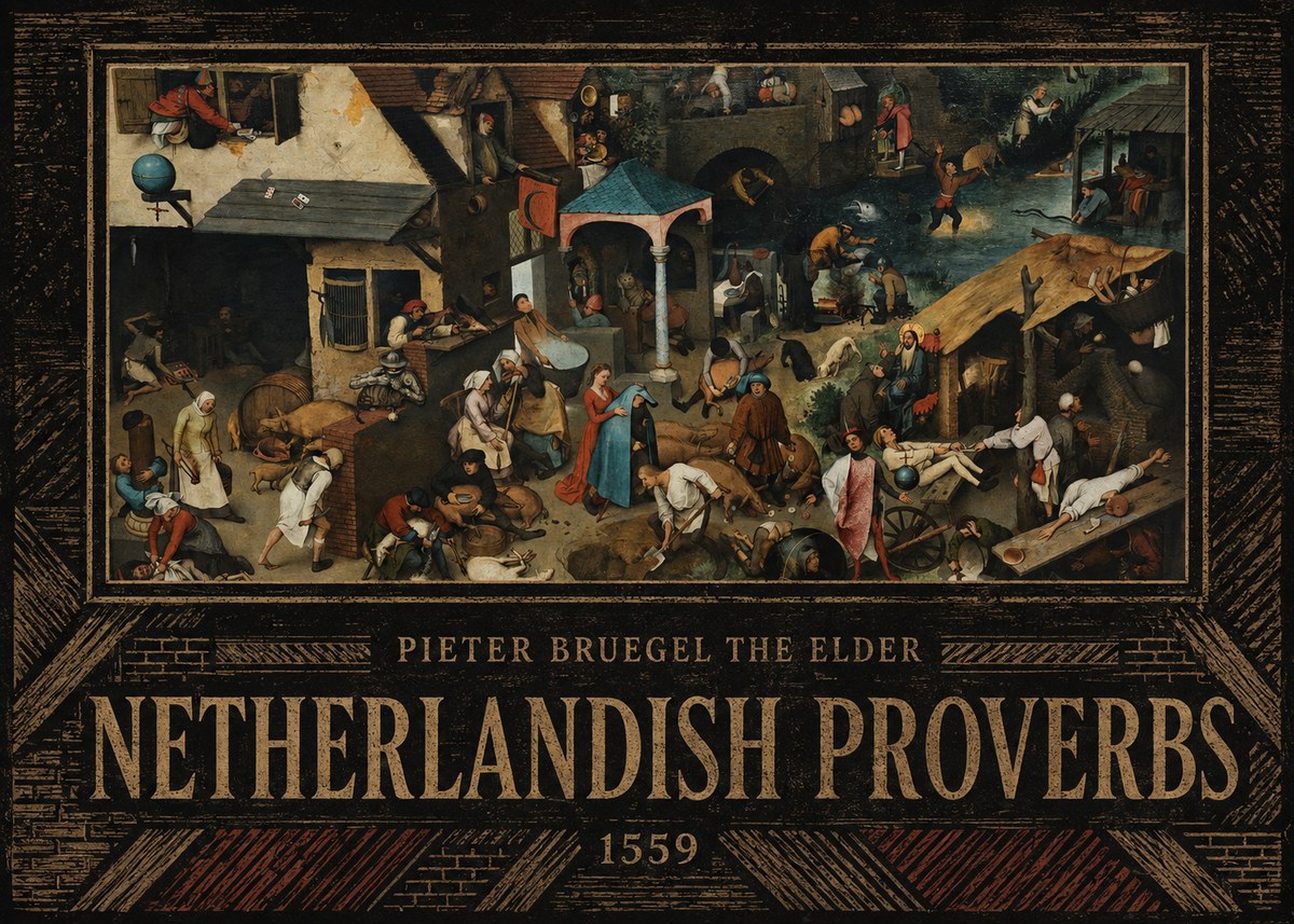 Pieter Bruegel Netherlandish Proverbs III No5 - Póster