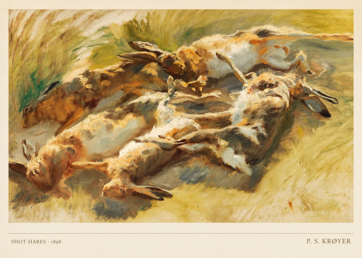 P.S. Krøyer Shot Hares No4 - Póster