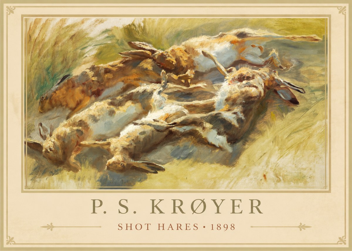 P.S. Krøyer Shot Hares No6 - Póster