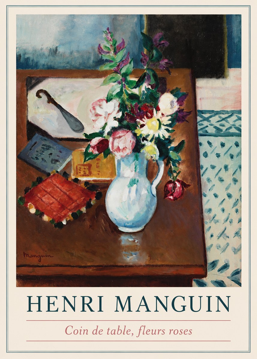 Henri Manguin Coin De Table, Fleurs Roses No1 - Póster
