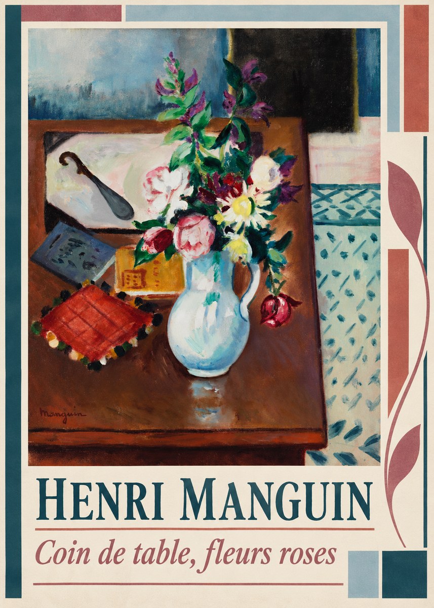Henri Manguin Coin De Table, Fleurs Roses No5 - Póster