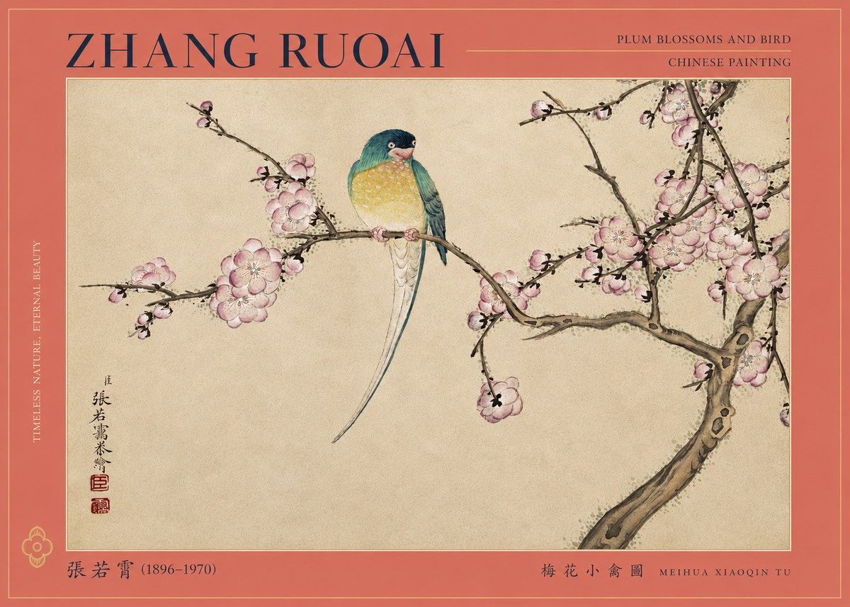 Zhang Ruoai Plum Blossoms and Bird No2 - Póster