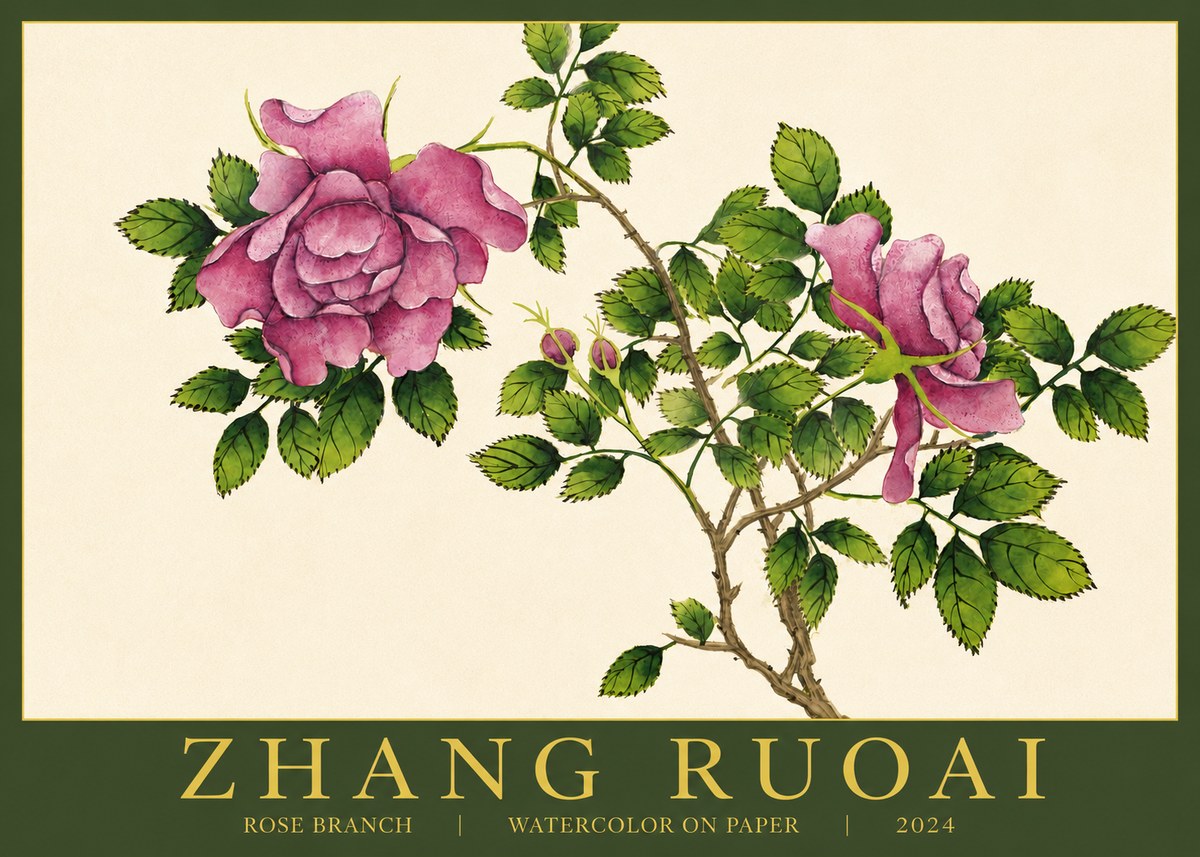 Zhang Ruoai Rose Branch No3 - Póster