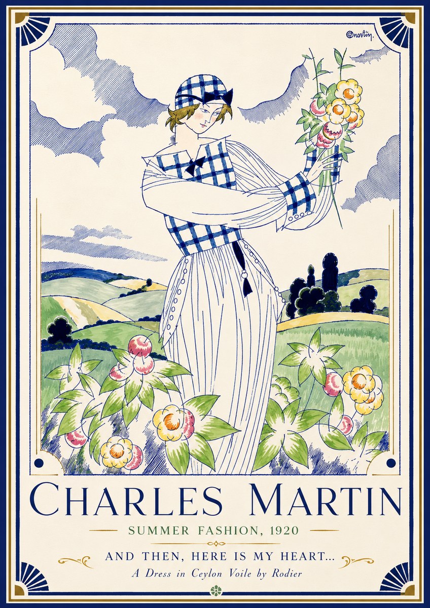 Charles Martin And Then, Here Is My Heart... Summer Dress in Ceylon Voile by Rodier No3 - Póster