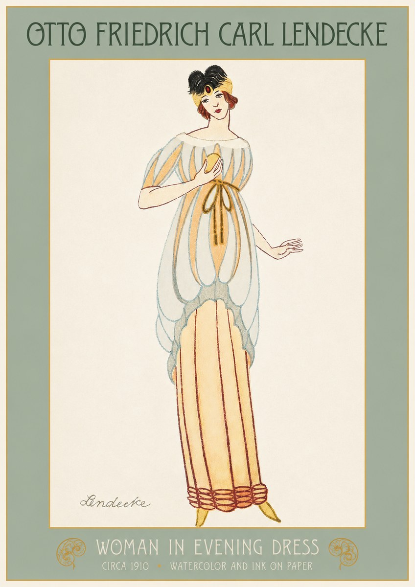 Otto Friedrich Carl Lendecke Woman in Evening Dress No2 - Póster