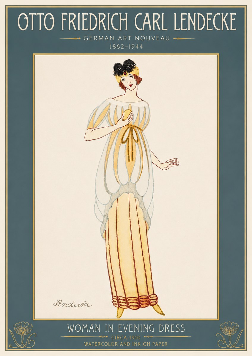 Otto Friedrich Carl Lendecke Woman in Evening Dress No6 - Póster