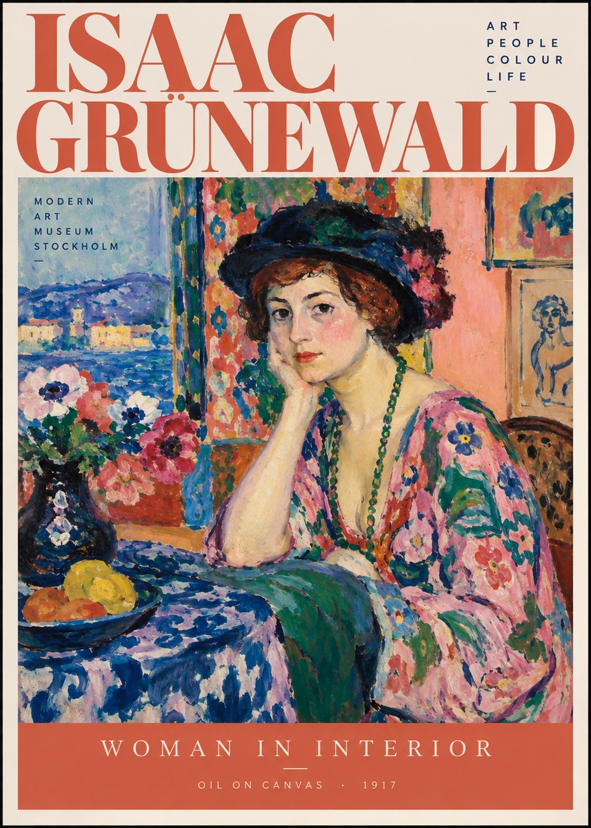 Isaac Grünewald Woman in Interior No2 - Póster