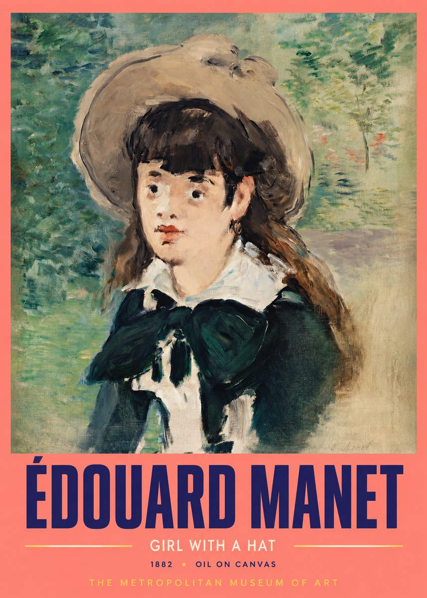 Édouard Manet Girl with a Hat No2 - Póster