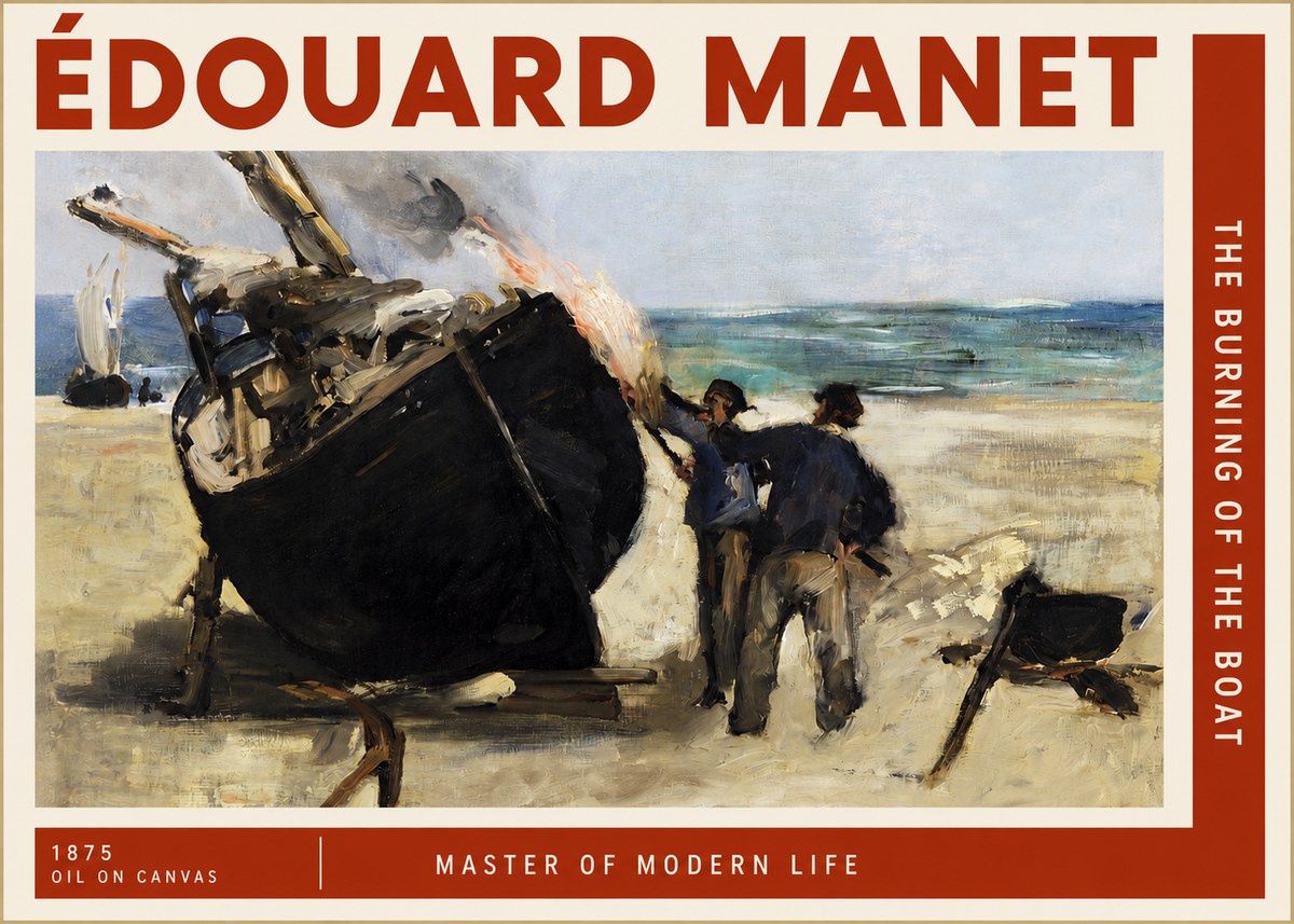 Édouard Manet The Burning of the Boat No2 - Póster