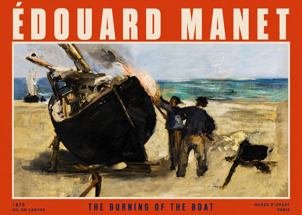 Édouard Manet The Burning of the Boat No4 - Póster