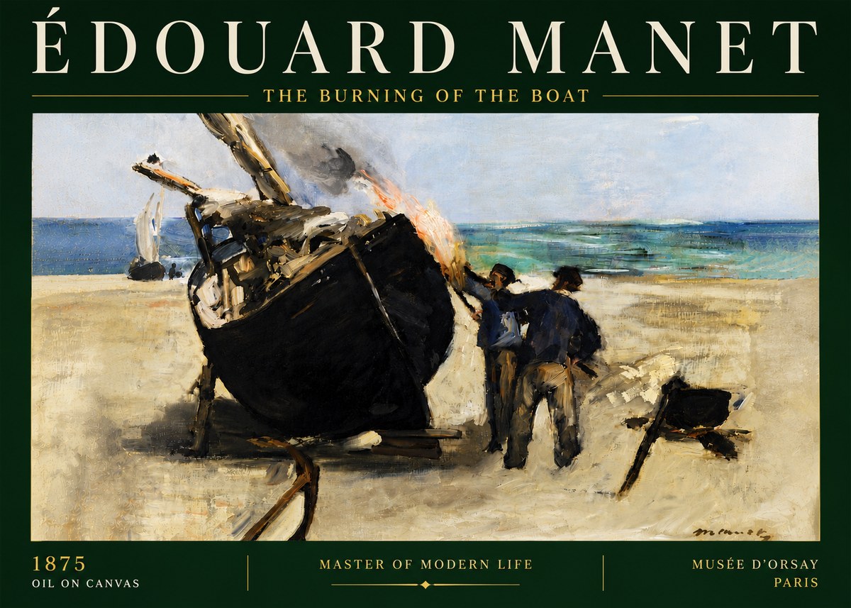 Édouard Manet The Burning of the Boat No5 - Póster