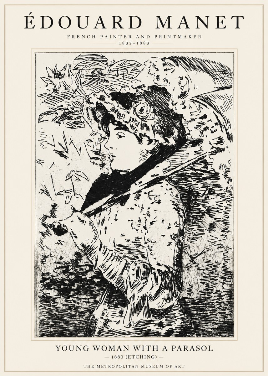 Édouard Manet Young Woman with a Parasol No1 - Póster