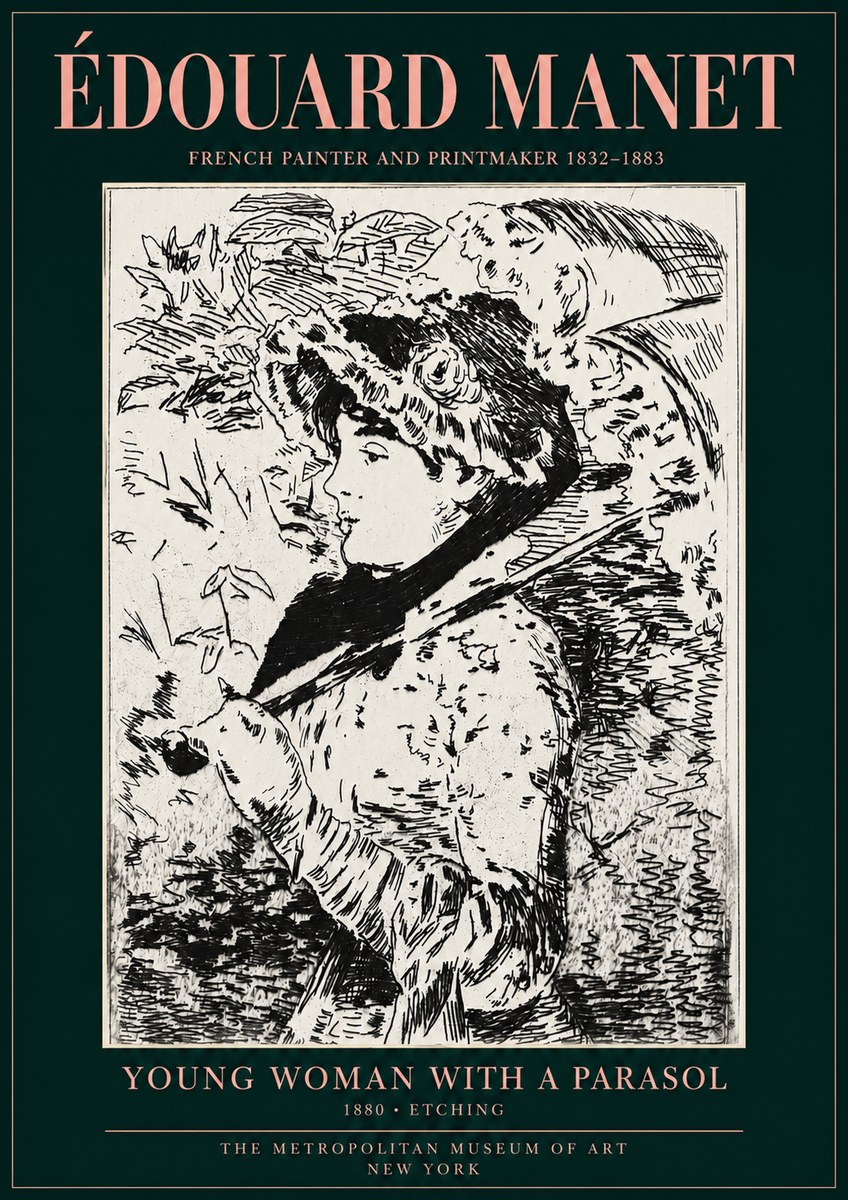 Édouard Manet Young Woman with a Parasol No3 - Póster