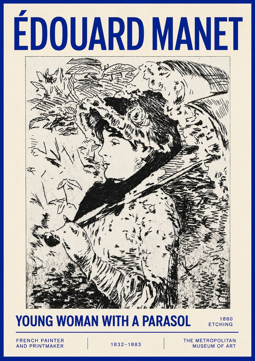 Édouard Manet Young Woman with a Parasol No4 - Póster
