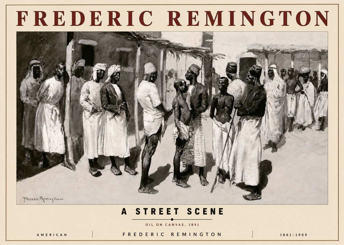 Frederic Remington A Street Scene No3 - Póster