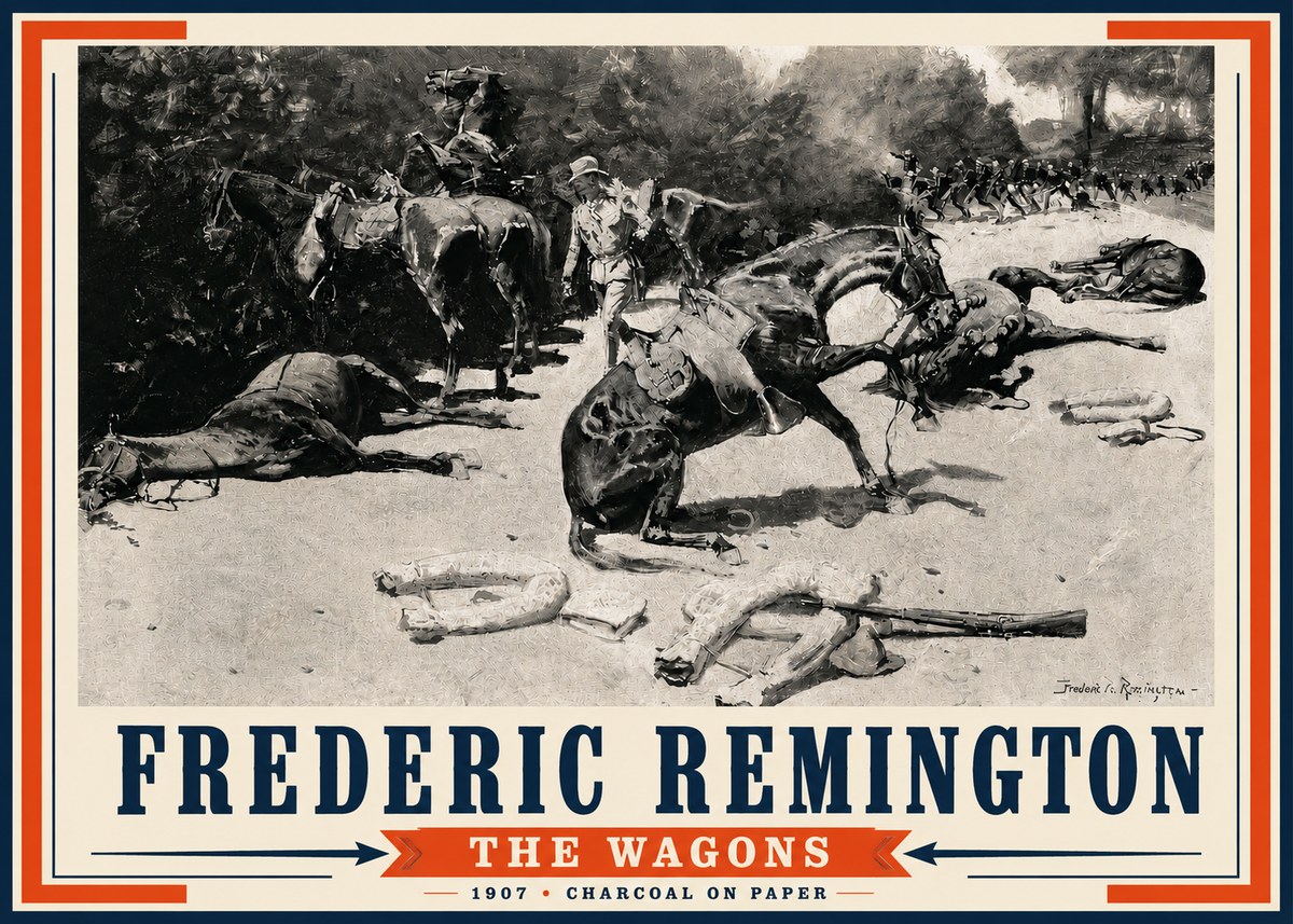 Frederic Remington The Wagons No4 - Póster
