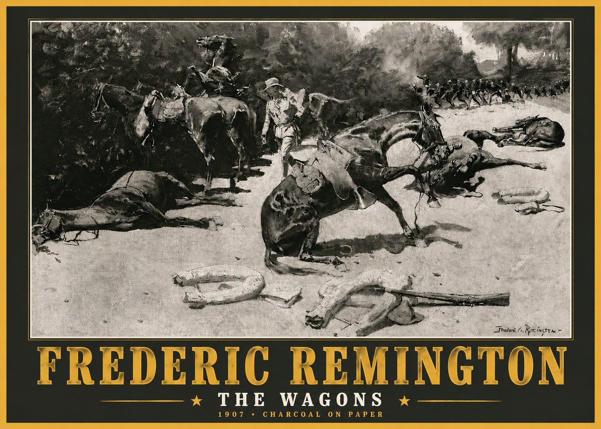 Frederic Remington The Wagons No5 - Póster