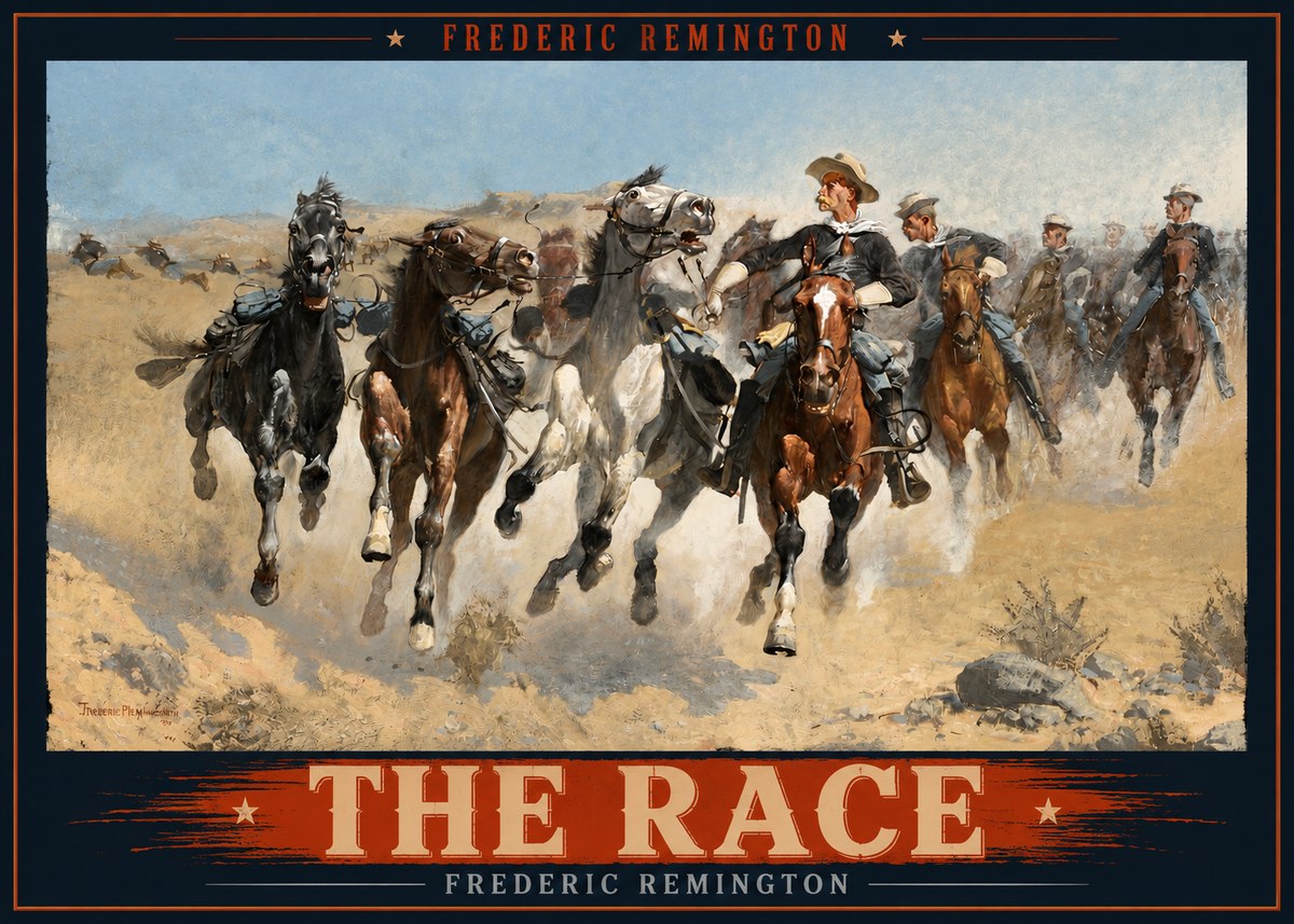 Frederic Remington The Race I No2 - Póster